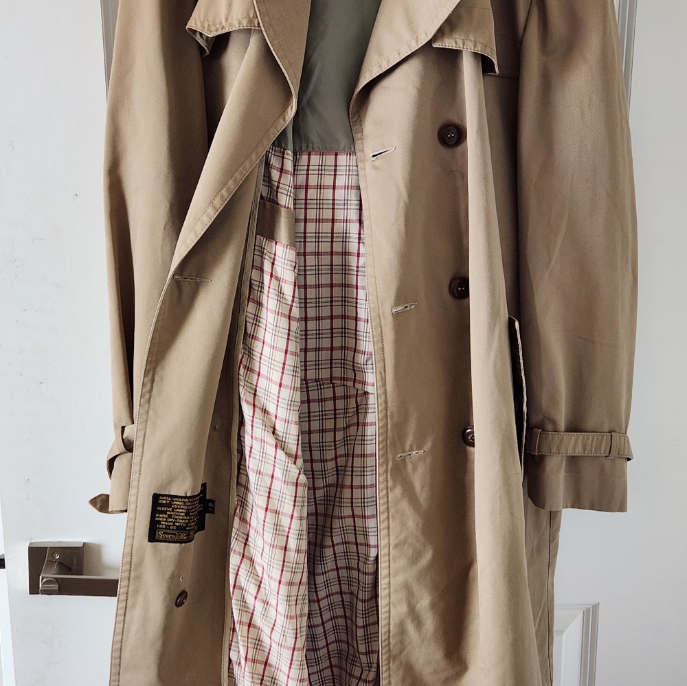 VINTAGE Sears The Men’s Store Weather Rain Trench Dress Coat Jacket Size 46 Tall
